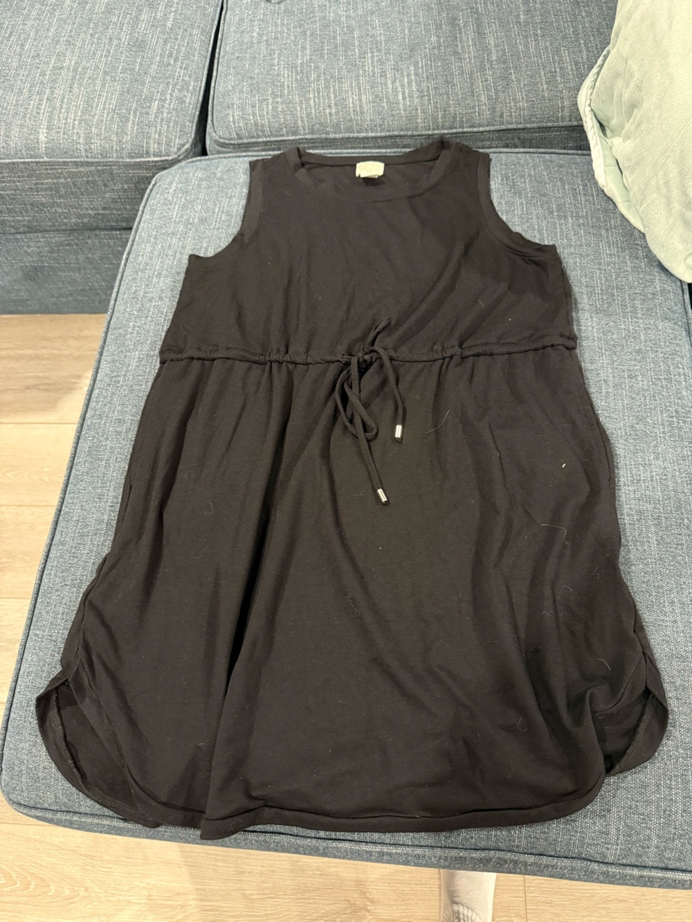 Women's Black Sleeveless Swim Coverup with Drawstring Waist